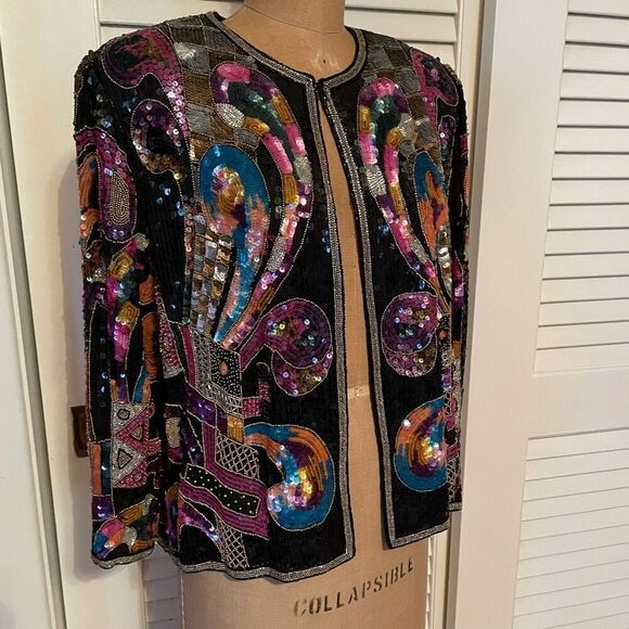 JUDITH ANN | vintage sequin bolero jacket S - Picture 2 of 10